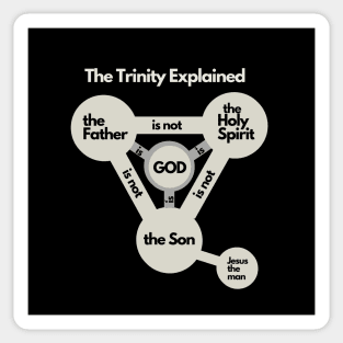 The Trinity explained, white graphic black Text Sticker